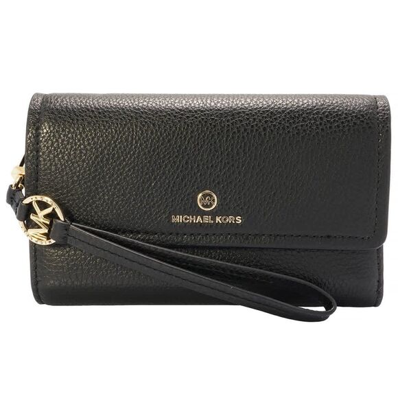 Michael Kors Jet Set Large Signature Logo Smartphone Wallet Wristlet Black - Picture 1 of 8